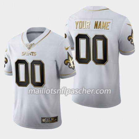 Maillot New Orleans Saints Custom Nike Blanc Golden Edition 100th - Homme